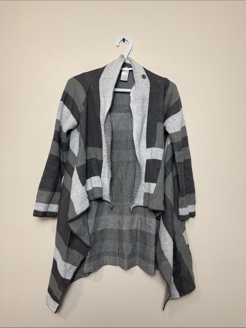 Cleo Gray Open-Front Striped Women's Cardigan Sweater size S